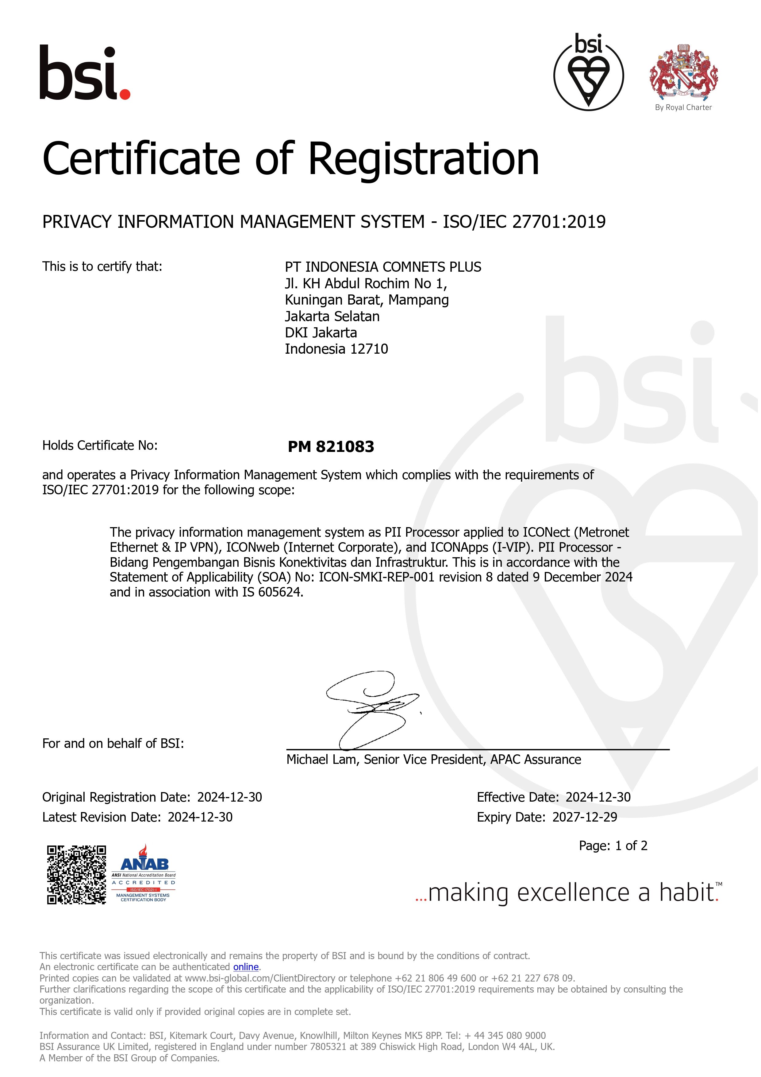 Privacy Information Management System (ISO/IEC 27701:2019)